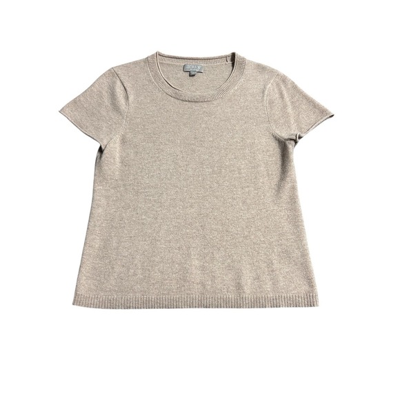 J. Crew 100% Cashmere Relaxed T-Shirt Sweater Short Sleeve Heather Stone Large - Picture 1 of 11